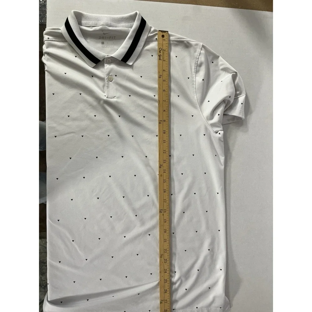Nike Dri-Fit Golf‎ Polo Mens Lg Micro Print Shirt White Standard Fit